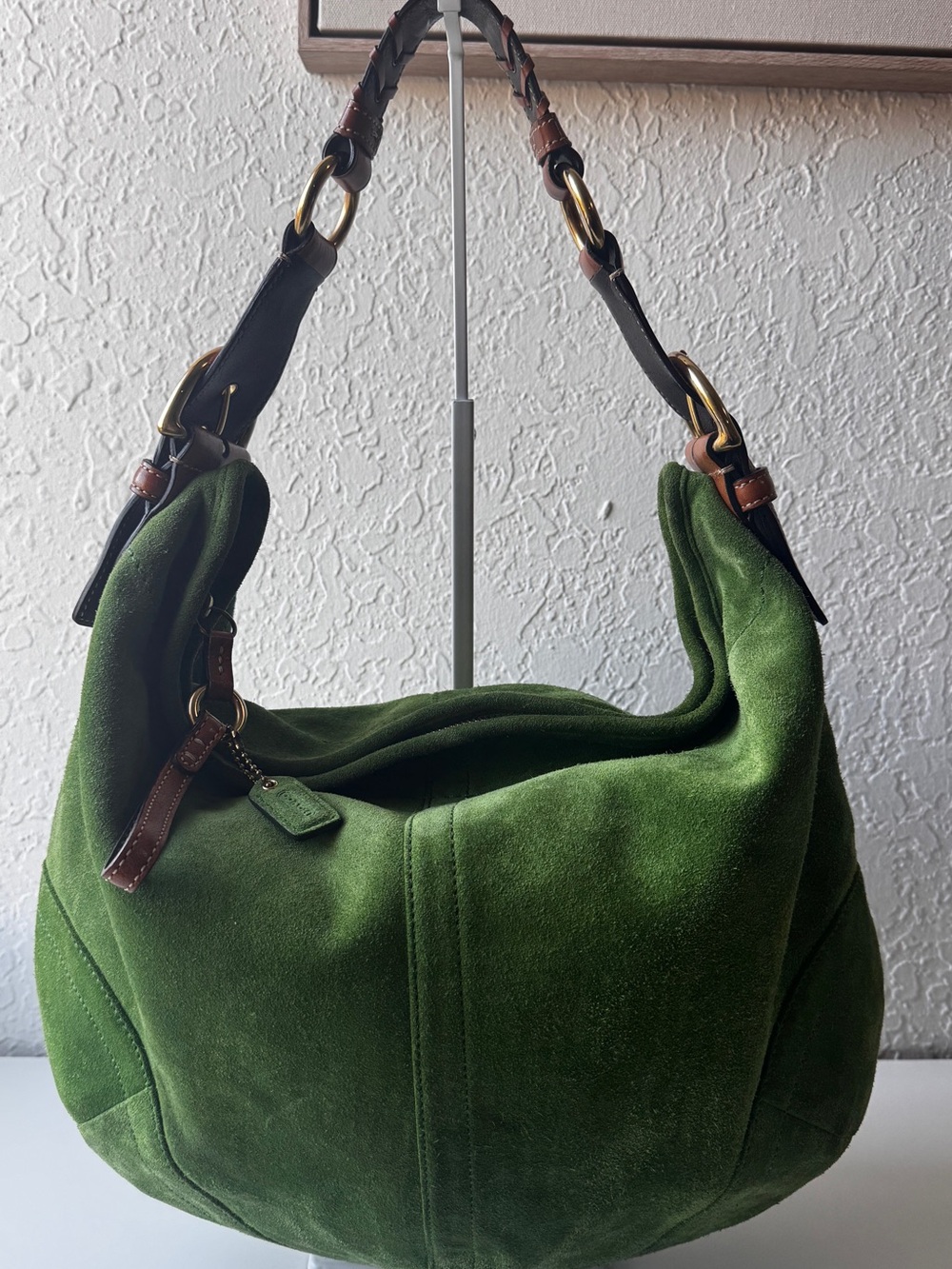 Coach Vintage Green Suede Hobo Shoulder Bag